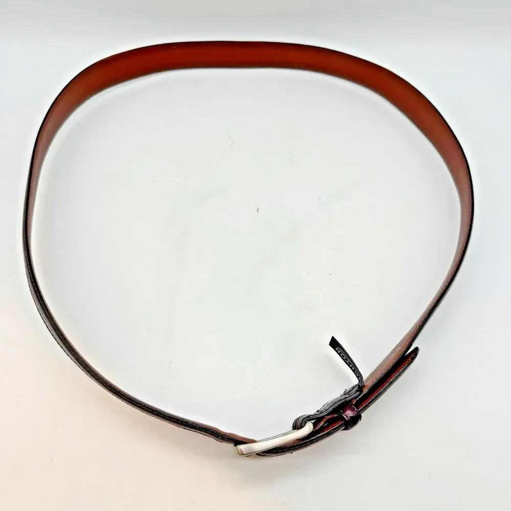 Brighton Smooth & Braided Brown Leather Belt Men's 42 Casual 1.25